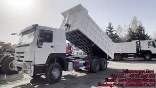Used howo tipper truck 10 tires lifting test before shipping