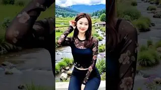 Charming AI Girl in Black Floral Dress | Countryside Beauty #shorts #ai #trending #viral #beautiful