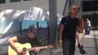 Cody Simpson and Jackson Harris - outside the hotel BCN