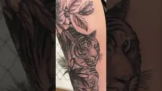 🐯 POV White Line Tiger Tattoo By Lukeoakmantattoo #tattuba #tattoo #tattooartist #shorts #tiger