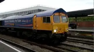 GBRF class 66 66718 leaving Gloucester using sanding device 15/08/2011