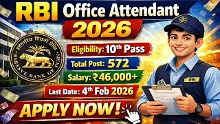 RBI Office Attendant 2026 🔥 10th Pass | 572 Vacancy | ₹46,000+ Salary | Apply Now
