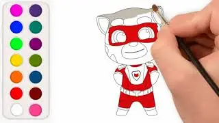 How to draw and color Talking Tom Hero Dash