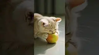 Cat Tries an Apple for the First Time 🍎🐱