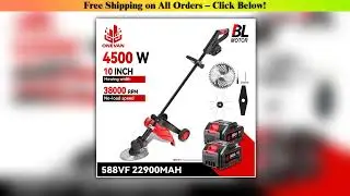 ONEVAN 10Inch Brushless Electric Lawn Mower 38000RPM Cordless 45 Grass Trimmer Garden Power Tool