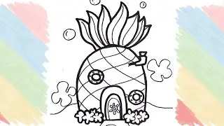 Menggambar rumah Spongebob Squarepants | Drawing Spongebob Squarepants house