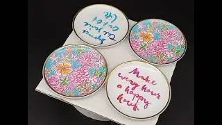 Lilly Pulitzer Ceramic Coaster Set of 4 Breakwater Blue Lolita Round Barware