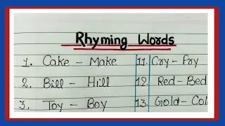 Rhyming Words/20 Rhyming Words/Rhyming Words List/Rhyming Words In English 