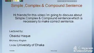 Simple,Complex & Compound Sentence for JSC,SSC,HSC & Admission Exam.