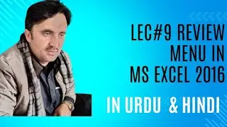 LEC#9 REVIEW MENU IN MS EXCEL 2016 IN URDU AND HINDI
