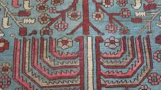 One-of-a-kind Antique Persian Bakshaish Rug in Beige, Blue, Brown, Green and Pink BB7588