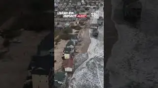 Drone video shows aftermath of eight houses collapsing into the ocean in Buxton, NC #OBX #shorts