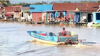 Cambodian Daily life Fishermen Floating Village of Fresh Water at Tonle Sap Lake, subscribe please 