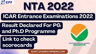 ICAR Entrance Examinations 2022 ||  Result Declared For PG and Ph.D Programme || NTA ||