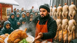 Grilling 500 Chickens Daily – The Sajji Legend of Kabul (Snowy Day)
