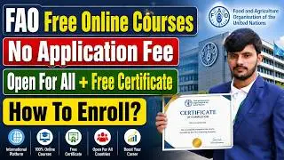 Free Online Courses With Certificate in Pakistan | FAO Elearning Academy | How To Apply Online