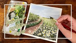 Daisy Meadow Gouache Painting l Speed Painting Time Lapse