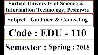 Sarhad University Past Solved Paper in English | Guidance & Counseling |Code : EDU-110| Spring-2018