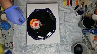 Open Cup Pour with Silicone reds, blacks, yellows.