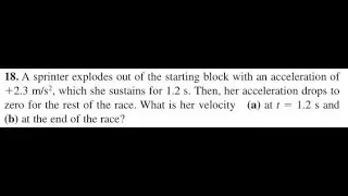 A sprinter explodes out of the starting block with an acceleration of   , which she sustains for 1.
