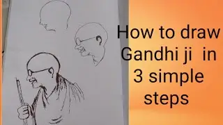How to draw Mahatma Gandhi step by step// Gandhi Jayanti drawing// Gandhiji sketch in simple 3 steps