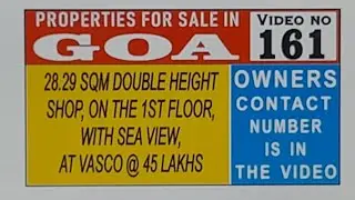 28.29 SQM DOUBLE HEIGHT SHOP, FOR SALE ON THE 1ST FLOOR, WITH SEA VIEW  AT VASCO GOA 