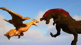 TIGREX vs. TITAN TRIKE/ALPHA GORILLA and MONSTERS | ARK Dino Battle 🦎