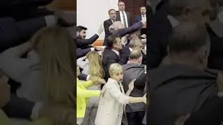 Turkish politicians get into bloody brawl in parliament after fight erupts over jailed MP #shorts