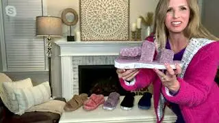 MUK LUKS Curly Shearling Two Strap Slingback Slide Slippers on QVC