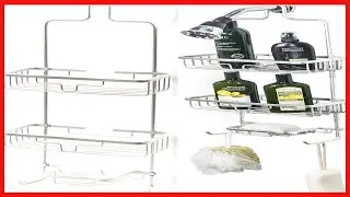 Aluminum Bathroom Organizer Shower Caddy, Hanging Head Two Shelf Shower Organizer Basket Plus Dish