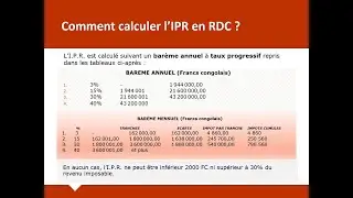 Calcul de l'IPR en RDC  - Cas pratique