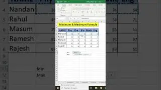 Minimum and Maximum Formula in excel #excel #viral #excelformula #exceltutorial #excelshort #shorts