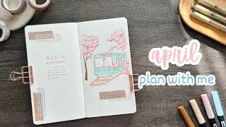 PLAN WITH ME | April 2025 Bullet Journal Setup | Sakura Train Theme 🌸 🚃