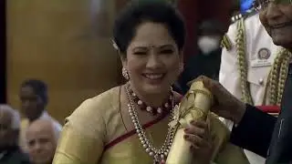 President Kovind presents Padma Shri to Smt. Gaddam Padmaja Reddy for Art.