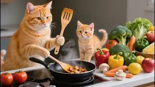 Mama Cat Goes Grocery Shopping and Cooks a Delicious Homemade Meal for Her Kitten 🍲🐱💖