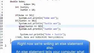 Java Programming Tutorial- #4- IF Statements-Kobe Bryant vs. Justin Beiber