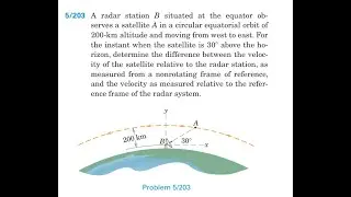 A radar station situated at the equator observes a satellite in a circular equatorial orbit of 200-k