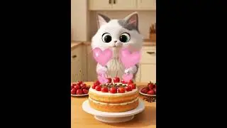 a cute cat making a cake 🎂 #cartoon