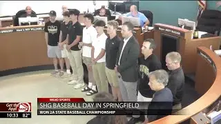 Sacred Heart Griffin baseball recognized at city council for 2A state championship