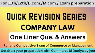 Quick revision || Company Law || One liner Questions answers || Exam special || Hindi #Companylaw