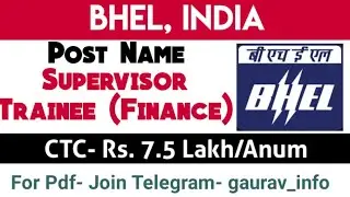 Bhel supervisor trainee 2021, Bhel job notification, latest job 2021, B.com