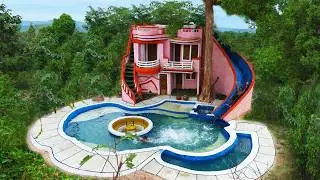 [Full Video]Build Creative Water Slide Park To Swimming Pool With 4-Story Villa Design In The Forest