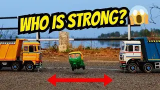Mini Toy Truck Power Test 💪 | Auto Rickshaw Rescue 🚨 | Toy Vehicles for Kids
