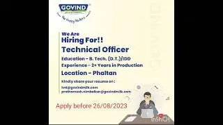 Dairy technology job #dairytechnology #dairyindustry #august2023 #technicalofficer