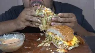 BIGGEST Egg Burger Mukbang 🍔🔥 | Extreme ASMR Eating Sounds&rdquo;Asmr eating