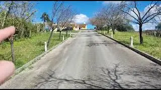 walking up the driveway to the property in santarem