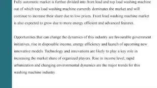 Market Outlook on India Washing Machine Industry t