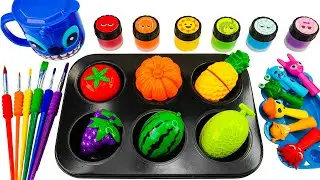 Satisfying Video | DIY How to Make Rainbow PineApple Shapes Slime Pool with Cutting | ASMR