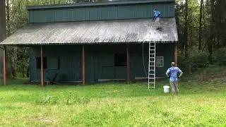Chemical roof wash plus moss treatment! #barn #country