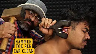 Neck & Shoulder Pain Relief Tok Sen Massage | Earwax Removal | Head Massage & Neck Cracking | ASMR
